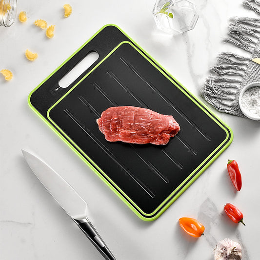 Dual-Sided Rapid Defrost Aluminum Cutting Board with Sharpener
