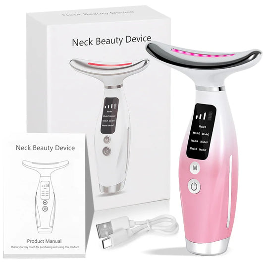7 Color Facial Neck Massager EMS Micro-current Neck Face Beauty Device for Enhanced Face Neck and Shoulder Care with Vibrating