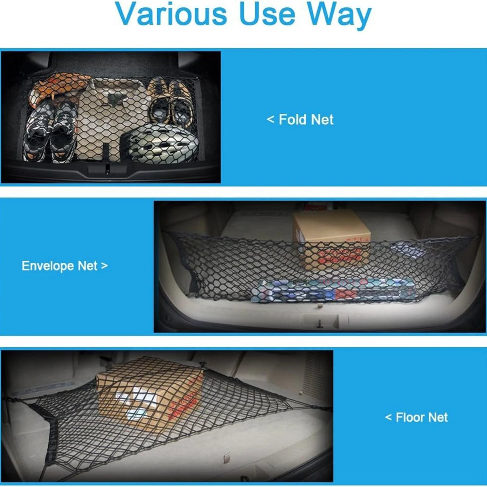 NylonCar Trunk Cargo Net with 4 Hooks Trunk Storage Organizer Net For Audi A1 A2 A3 A4 A5 A6 A7 A8 Q2 Q3 Q5 Q7 S3 S4 S5 S6 S7 S8