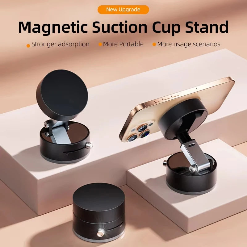 Suction Cup Magnetic For Magsafe Phone Holder Vacuum Suction Desktop Stand Car Bracket Portable Adjustable Angle Lazy Kickstand