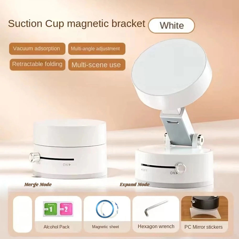 Suction Cup Magnetic For Magsafe Phone Holder Vacuum Suction Desktop Stand Car Bracket Portable Adjustable Angle Lazy Kickstand