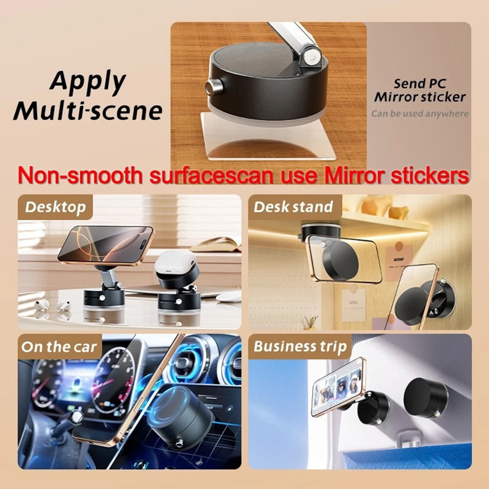 Suction Cup Magnetic For Magsafe Phone Holder Vacuum Suction Desktop Stand Car Bracket Portable Adjustable Angle Lazy Kickstand