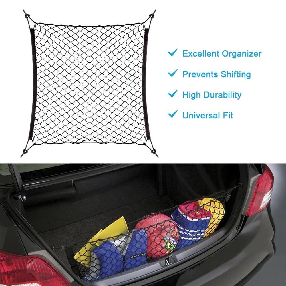 NylonCar Trunk Cargo Net with 4 Hooks Trunk Storage Organizer Net For Audi A1 A2 A3 A4 A5 A6 A7 A8 Q2 Q3 Q5 Q7 S3 S4 S5 S6 S7 S8